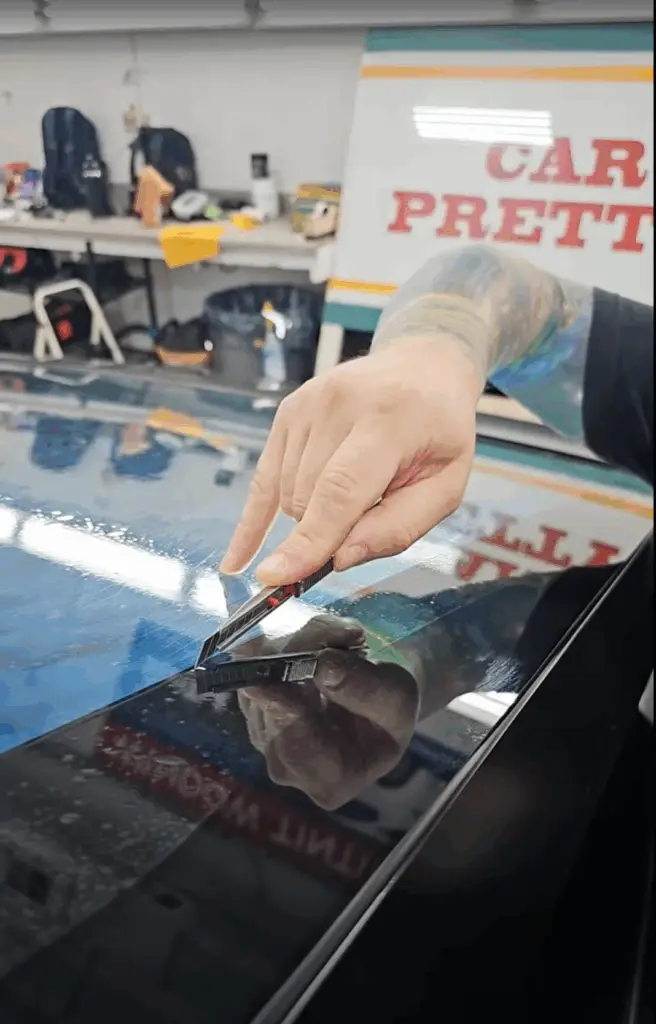 Hand Cutting CyberTruck Windsheild